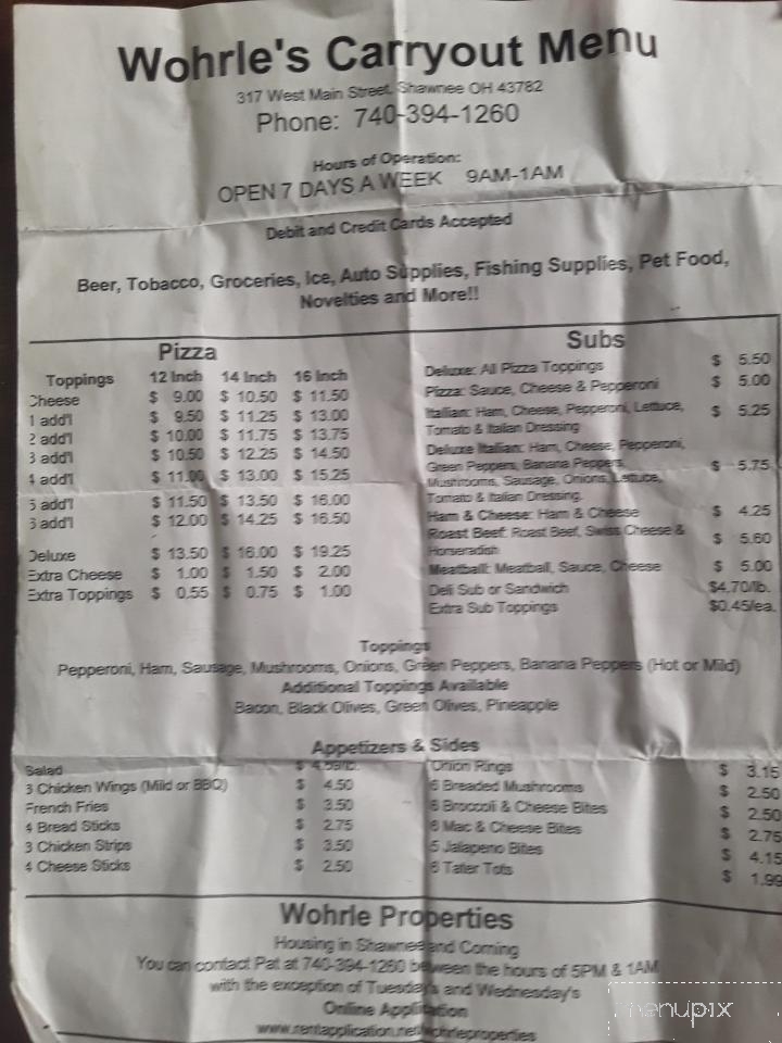 Wohrle Carry Out - Shawnee, OH menu_pic