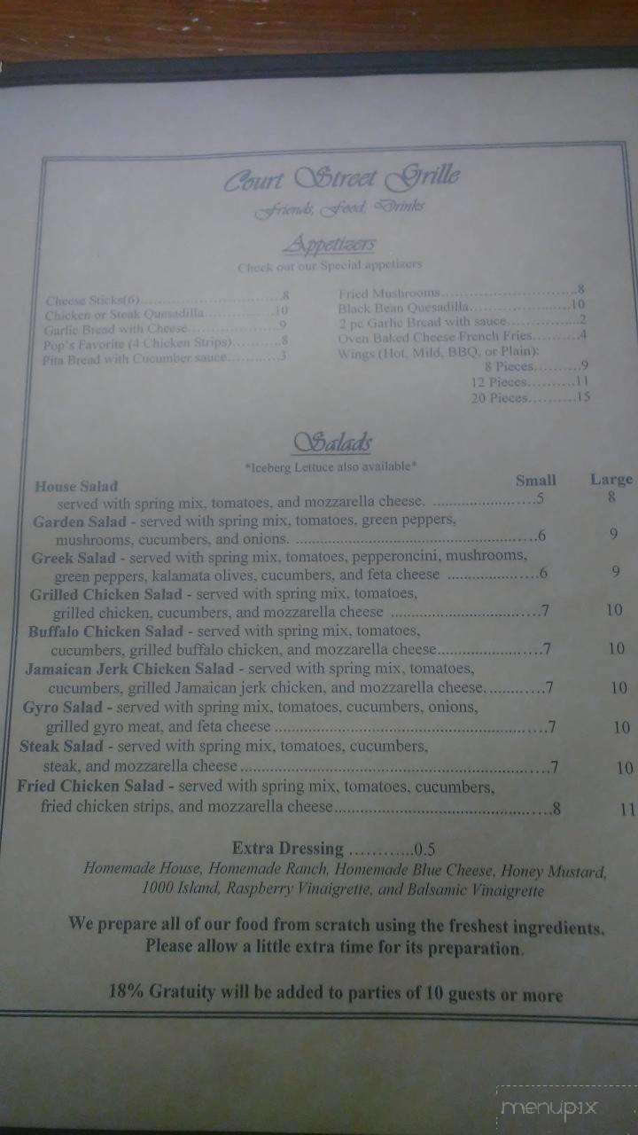Court Street Grille - Hickory, NC menu_pic