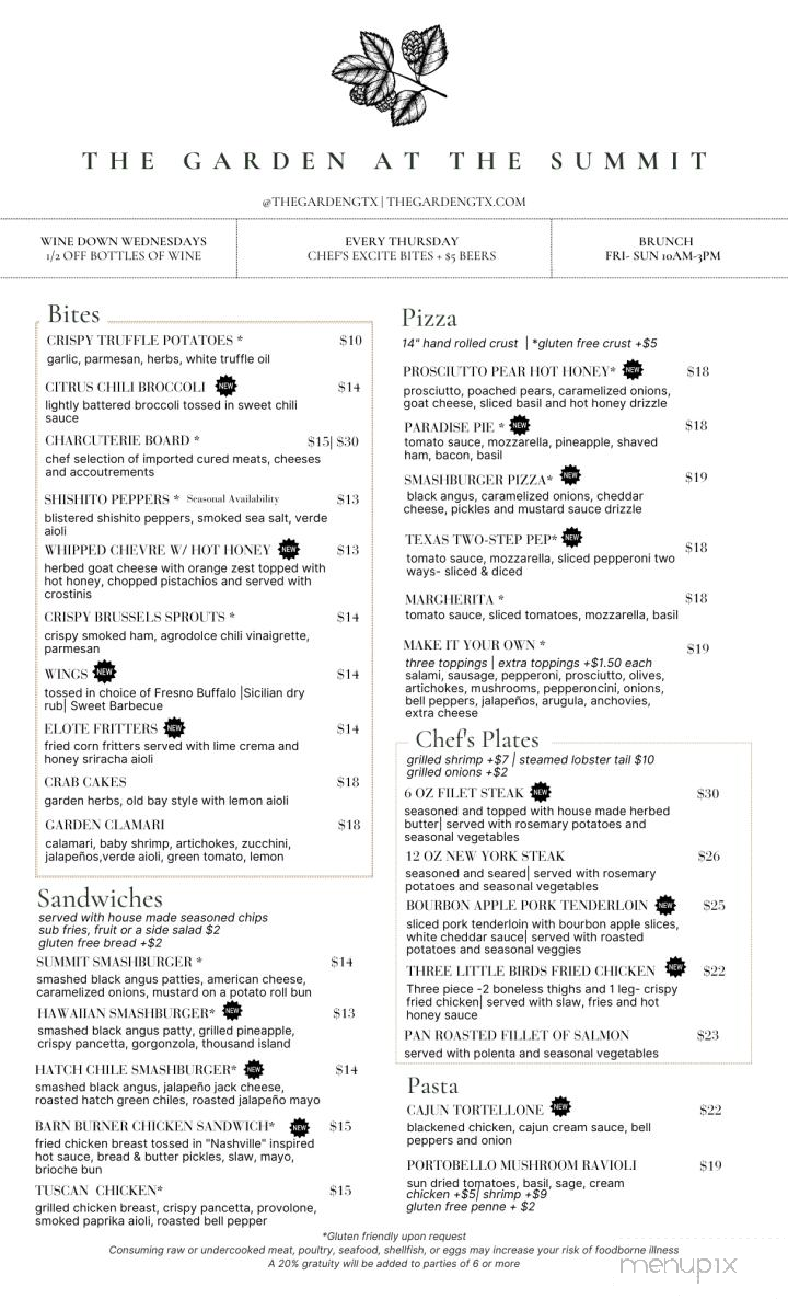 The Garden at the Summit - Georgetown, TX menu_pic