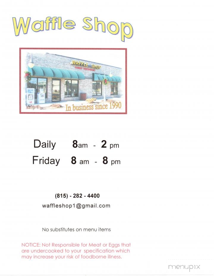 Waffle Shop Family Restaurant - Loves Park, IL menu_pic