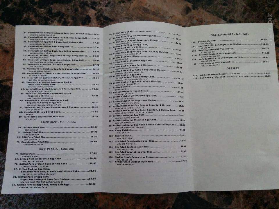 Pho Hot - Rocklin, CA menu_pic