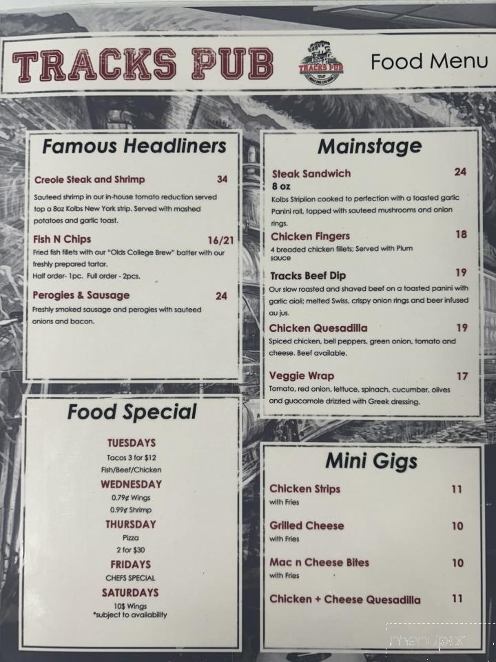 Tracks Pub - Olds, AB menu_pic
