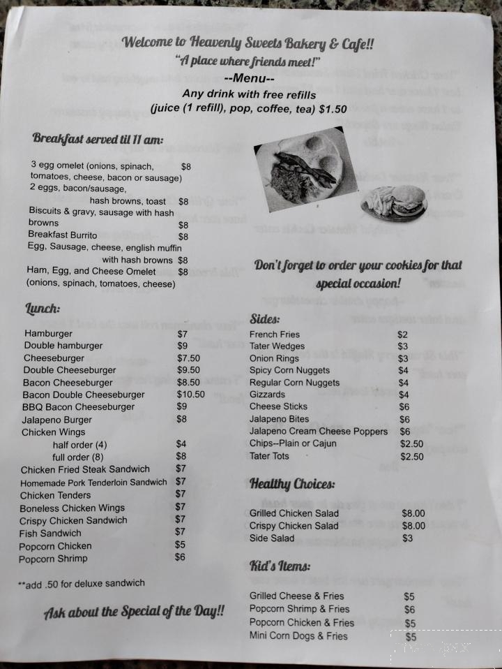 Heavenly Sweets Bakery & Cafe - Brewster, KS menu_pic