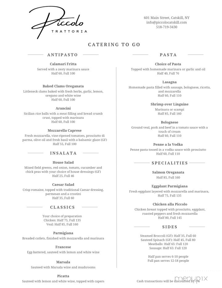 Piccolo Trattoria - Catskill, NY menu_pic