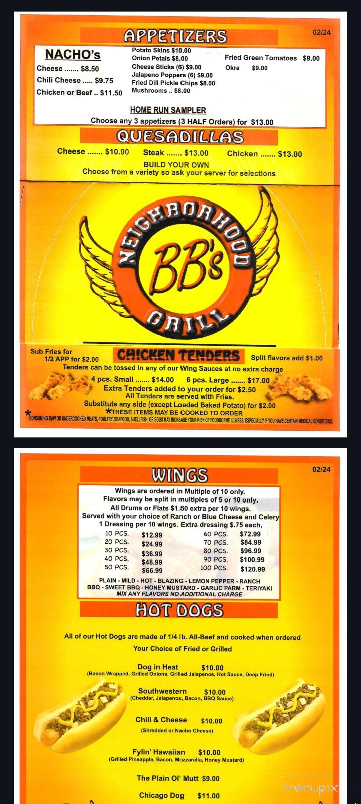 Bb's Sports Bar & Grill - Douglasville, GA menu_pic