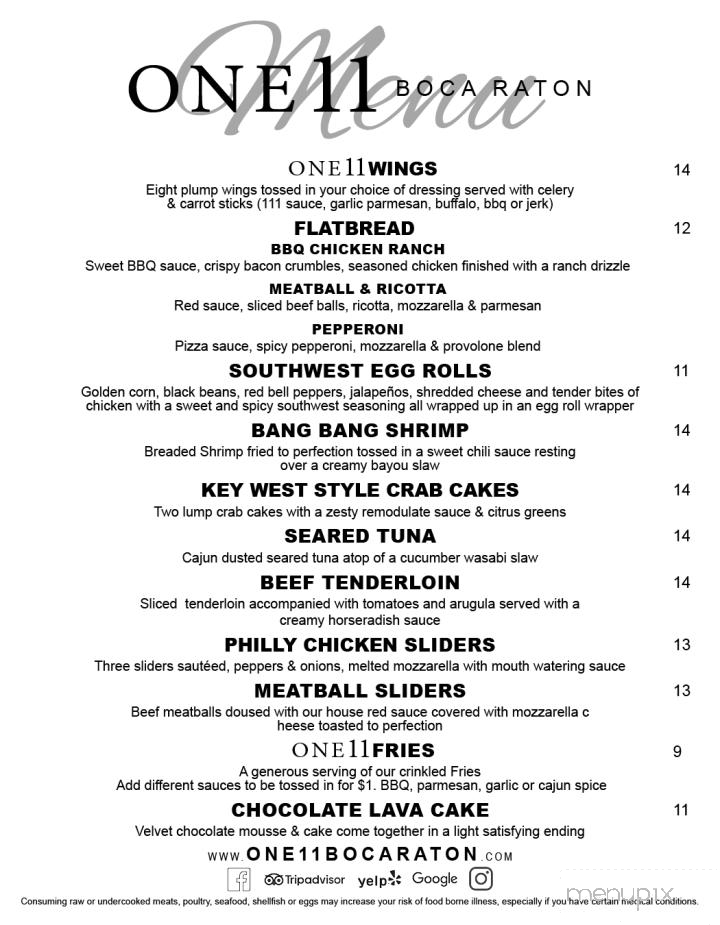 One11 Boca - Boca Raton, FL menu_pic