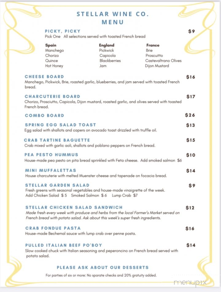 Stellar Wine Co - Portsmouth, VA menu_pic
