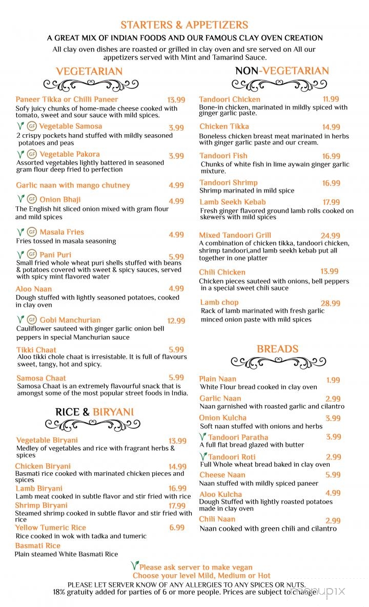 Bay Leaf Indian Kitchen - Fresno, CA menu_pic