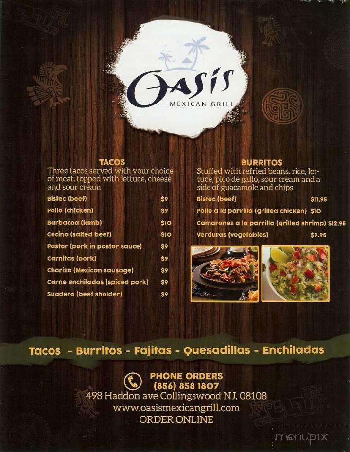 Oasis Mexican Grill - Collingswood, NJ menu_pic