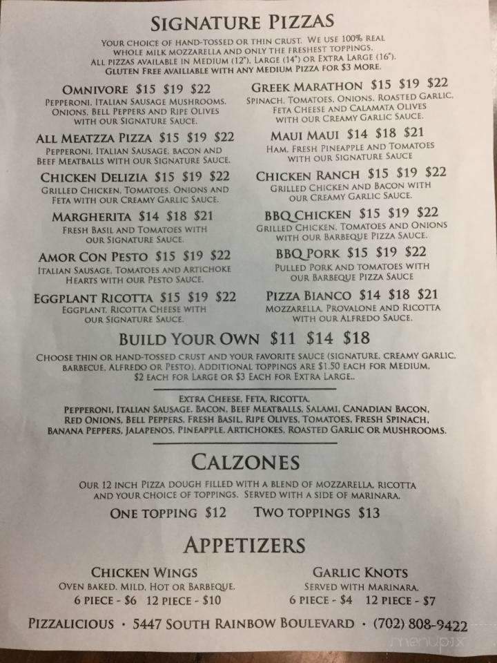 Pizzalicious - Las Vegas, NV menu_pic