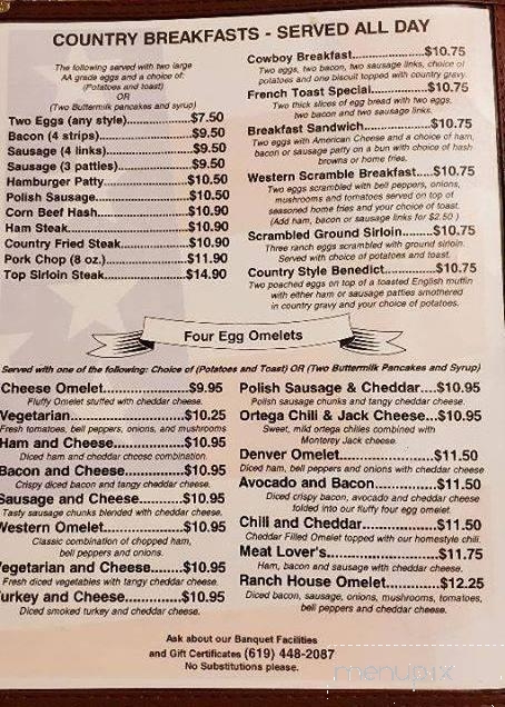 Ranch House Restaurant - Santee, CA menu_pic