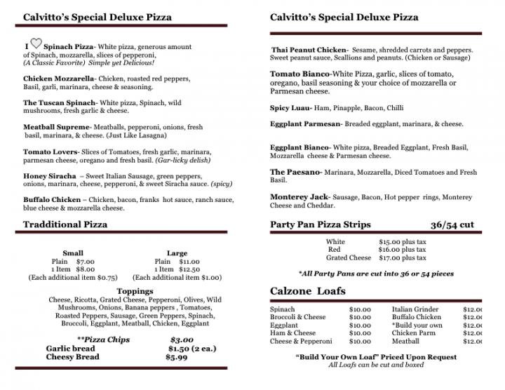 Calvitto's Pizza & Bakery - Cranston, RI menu_pic