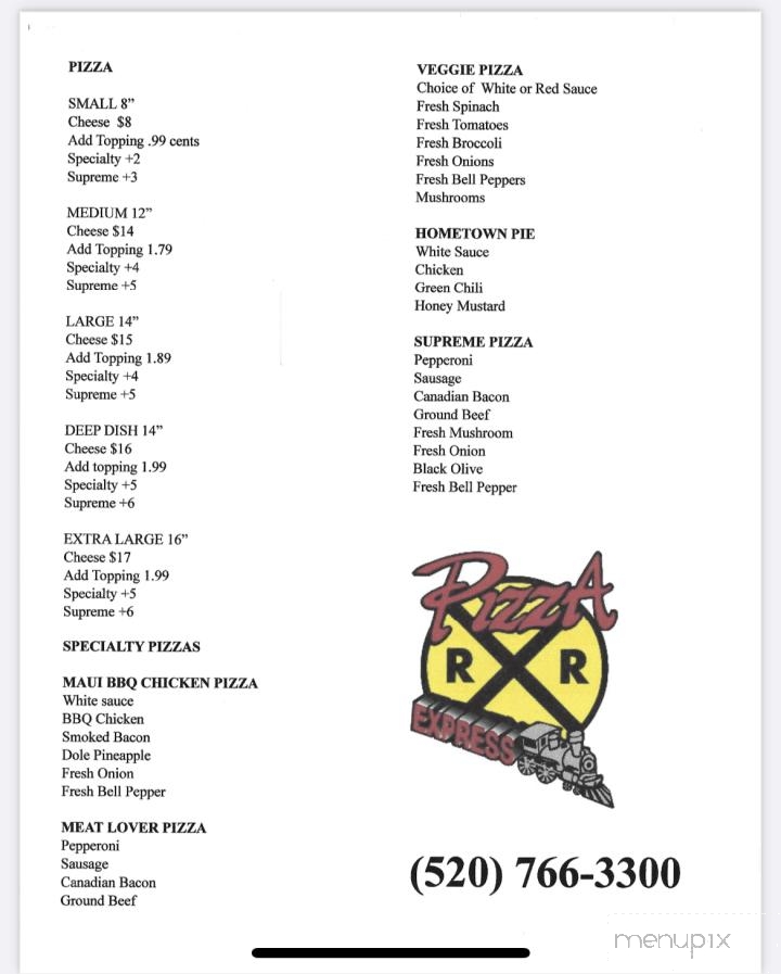 R & R Pizza Express - Willcox, AZ menu_pic