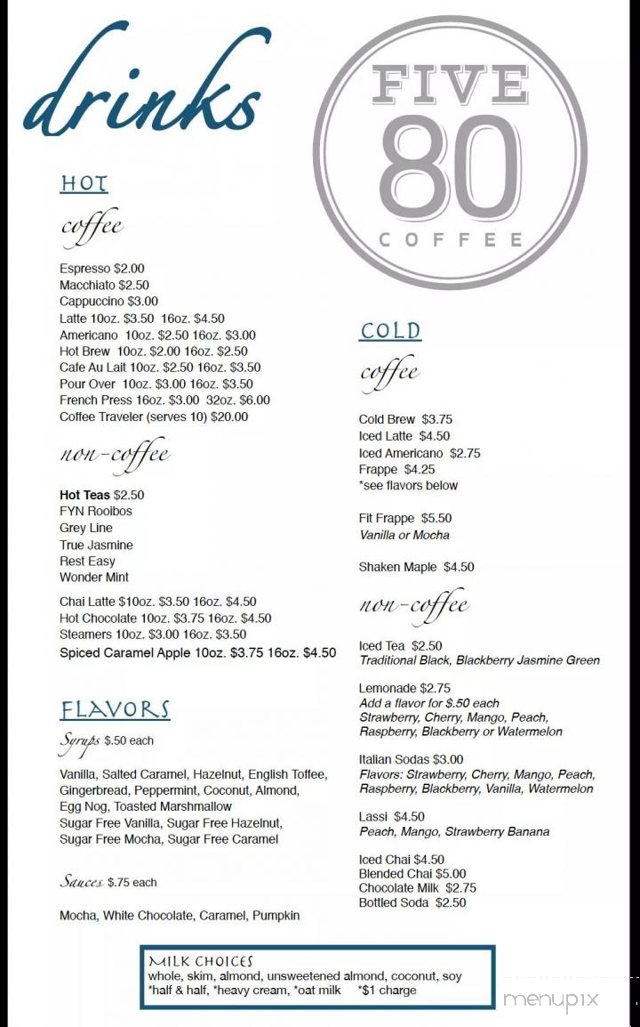 Five80 Coffeehouse - Enid, OK menu_pic