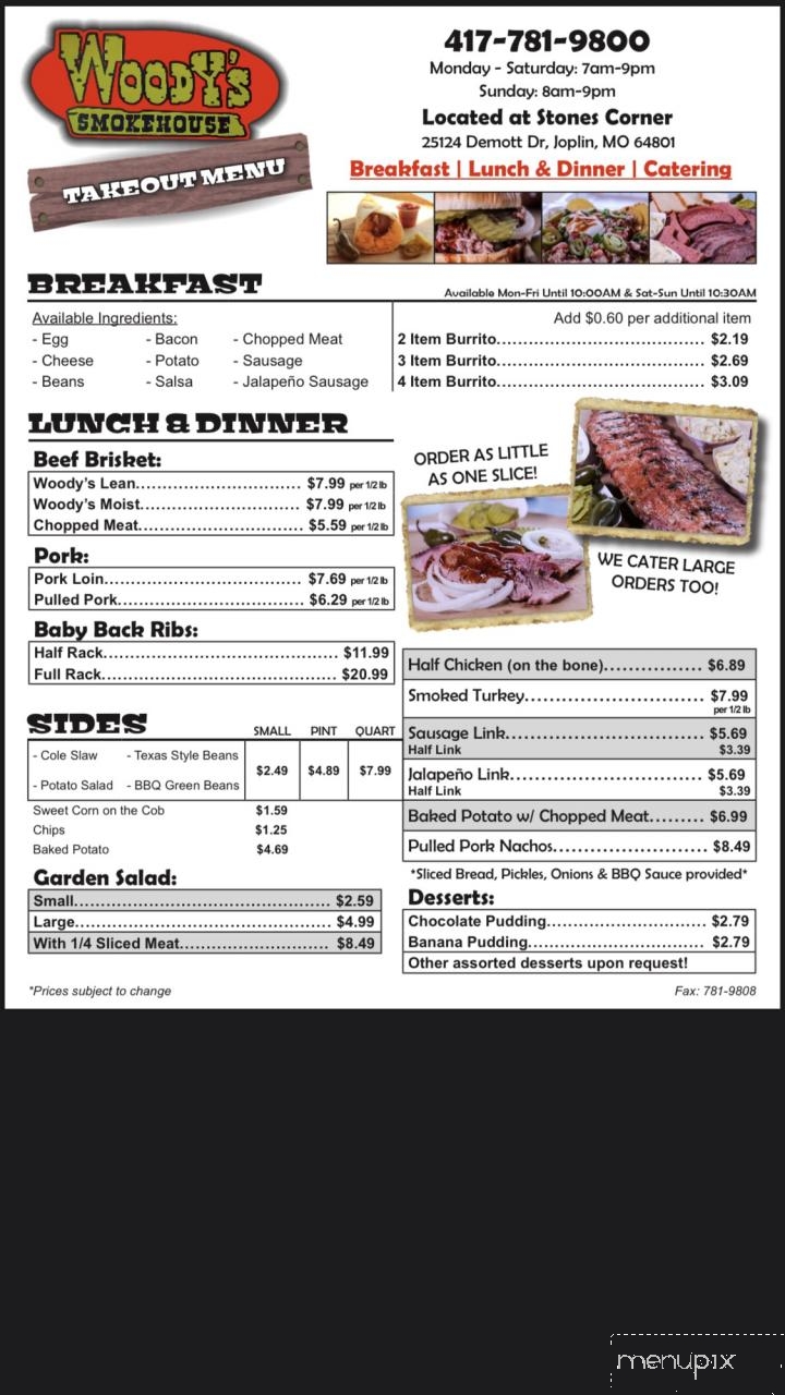 woods smokehouse menu