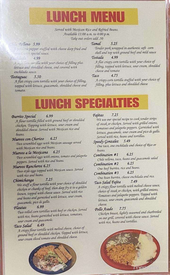 La Rosita Mexican Restaurant - Center Ridge, AR menu_pic