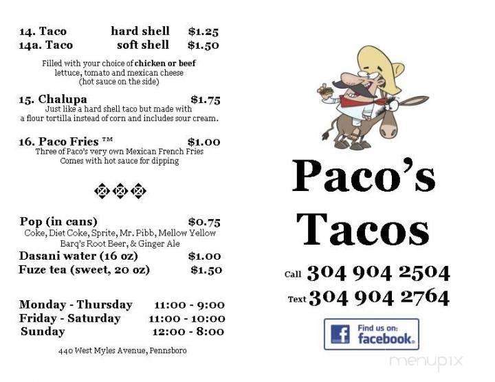 Paco's Tacos - Pennsboro, WV