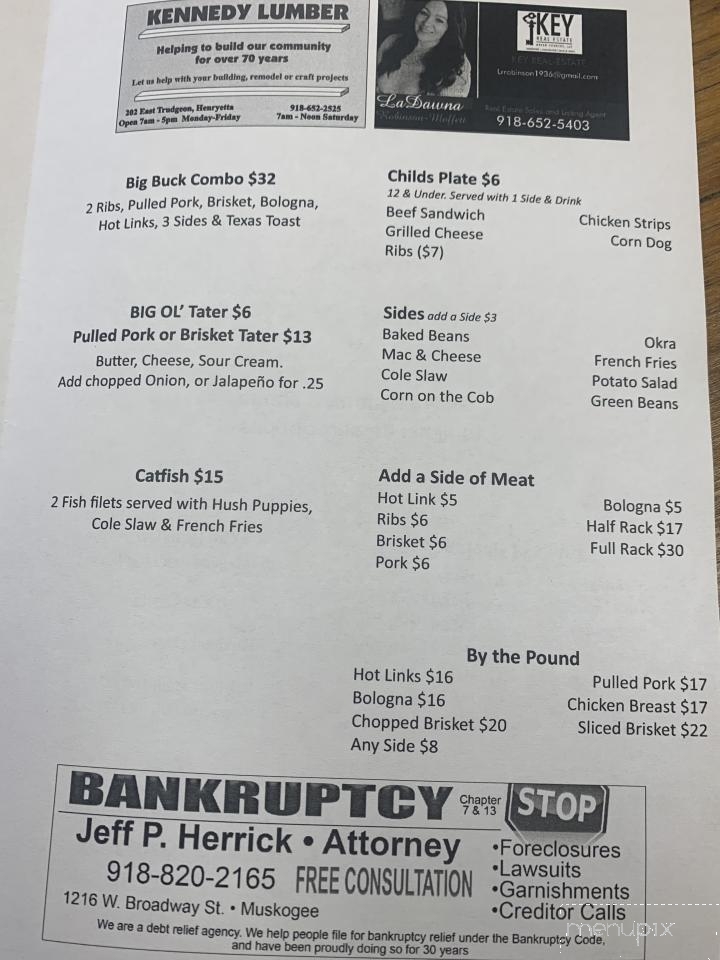 Harvey Q's - Henryetta, OK menu_pic