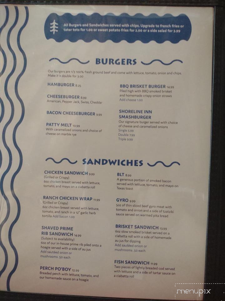 Shoreline Inn Bar & Grill - Woodruff, WI menu_pic