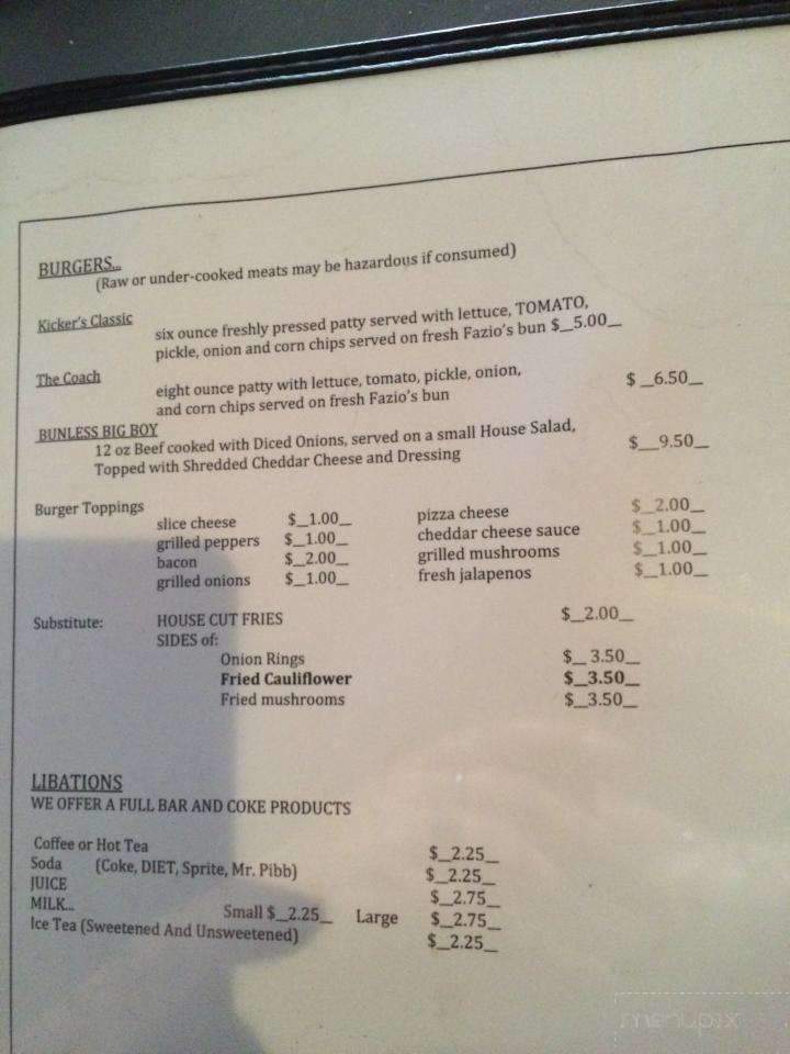 Kickers Corner - Saint Louis, MO menu_pic