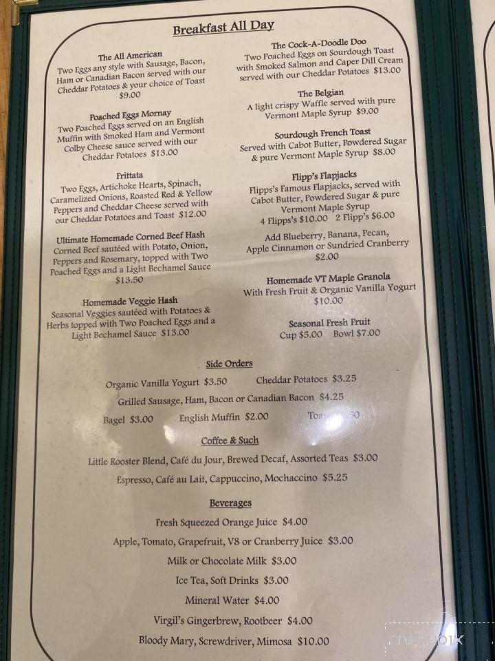 Little Rooster Cafe - Manchester Center, VT menu_pic