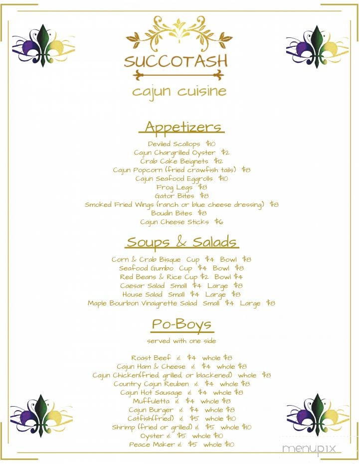 Succotash Cajun Cuisine - Guild, TN menu_pic