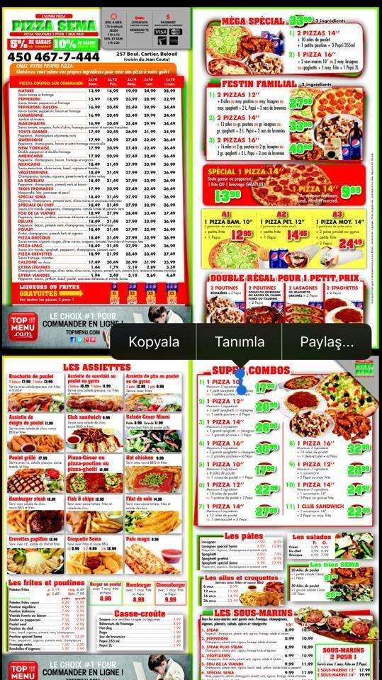 Sema Pizza - Beloeil, QC menu_pic