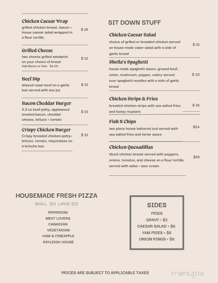 Rayleigh Pub - Kamloops, BC menu_pic