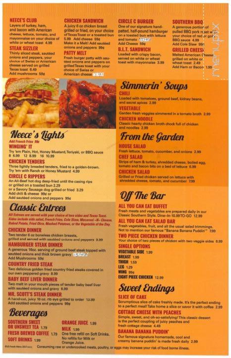 Necee's Restaurant - Walterboro, SC menu_pic