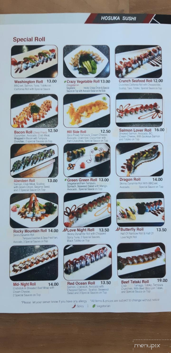 Hosuka - Shawnigan Lake, BC menu_pic