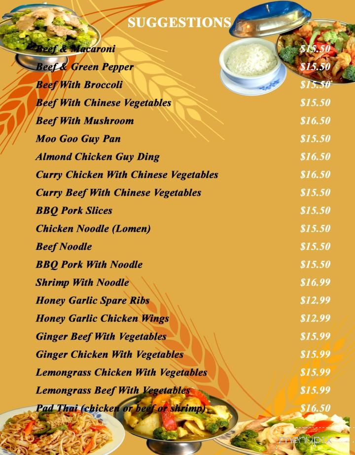 Tran's Place Restaurant - Moncton, NB menu_pic
