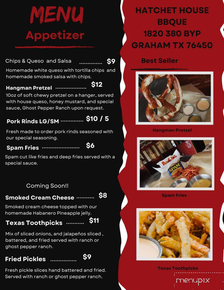 Hatchet House Bbque - Graham, TX menu_pic