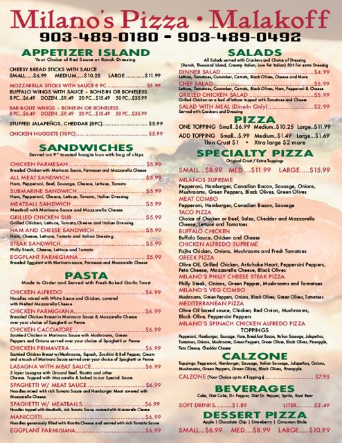 Milano's Pizza - Caney City, TX