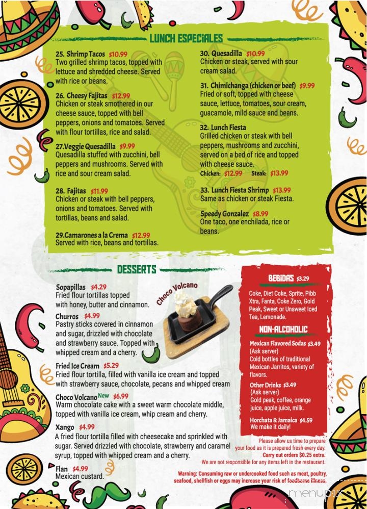Fiesta Mexicana Cary - Raleigh, NC menu_pic