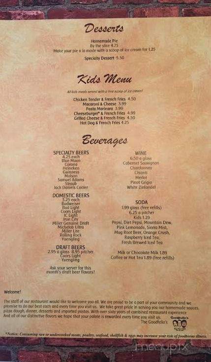 Goodfellos Pizza Pasta and Grille - Zelienople, PA menu_pic