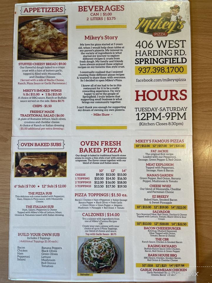Mikey's Pizza - Springfield, OH menu_pic