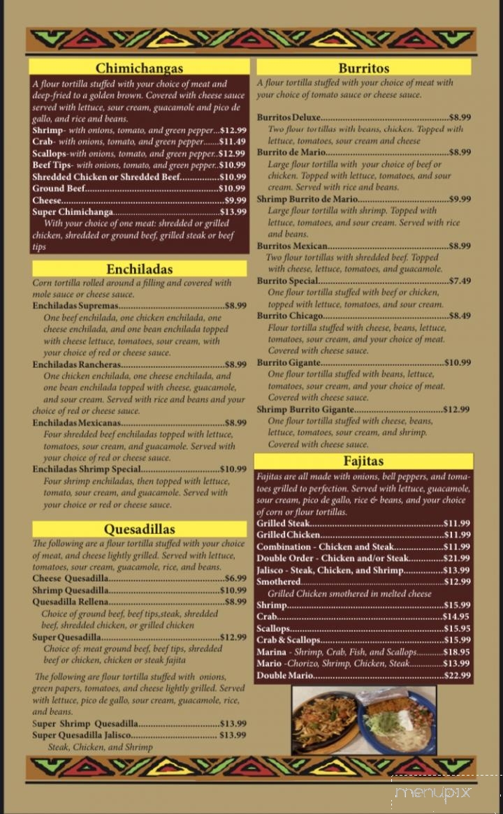 Mario Brothers Mexican Restaurant - Rockville, IN menu_pic