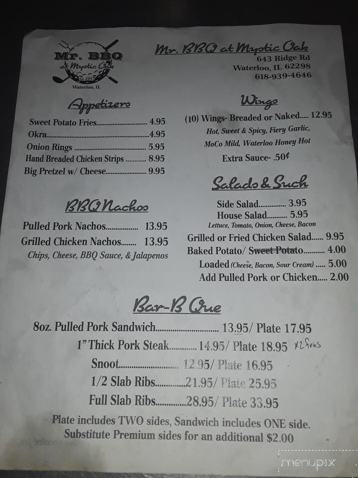 Mr BBQ At Mystic Oak - Waterloo, IL menu_pic