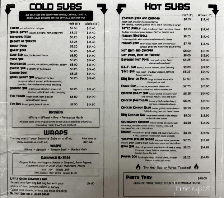 Fatzo's Sub & Pizza Shop - Two Rivers, WI menu_pic