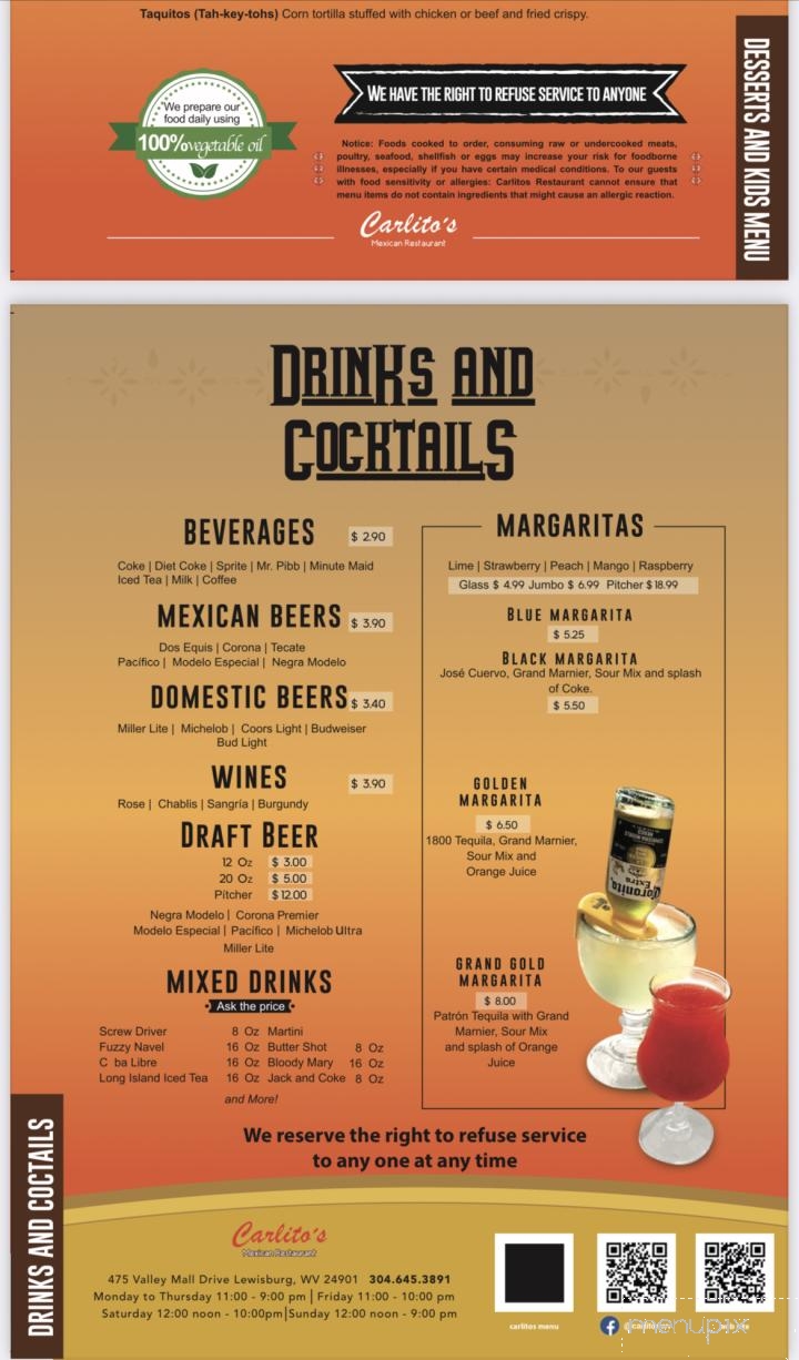 Carlito's - Lewisburg, WV menu_pic