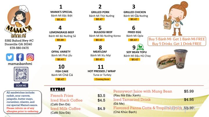 Mama's Banh Mi - Doraville, GA menu_pic