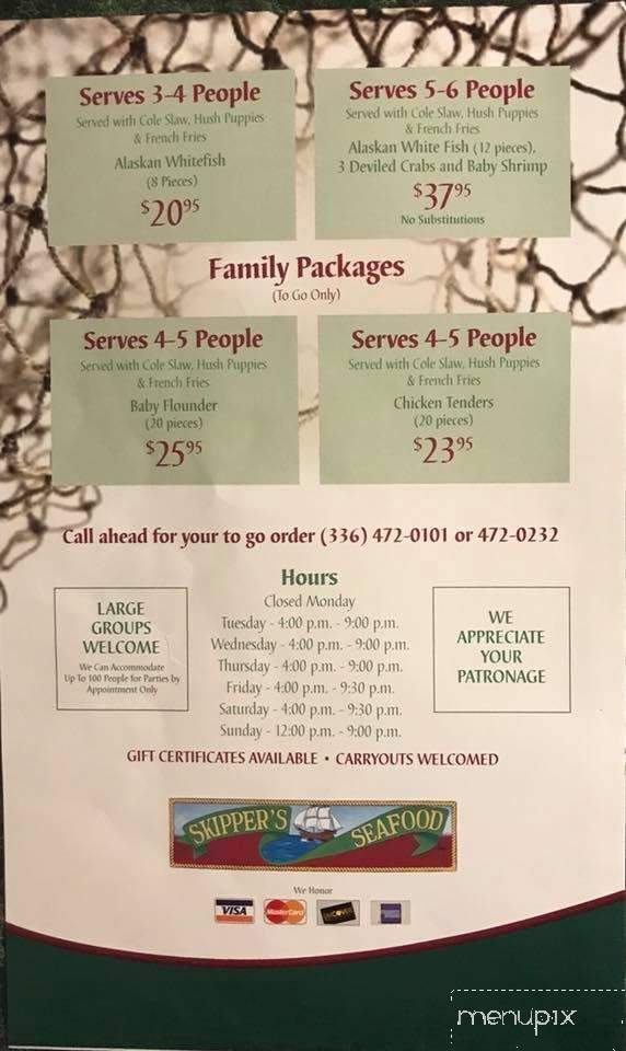 Skipper's Seafood Restaurant - Thomasville, NC menu_pic