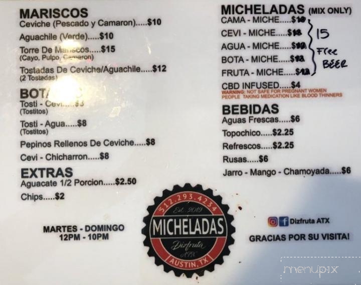 Dizfruta Atx Micheladas And Taco House - Austin, TX menu_pic
