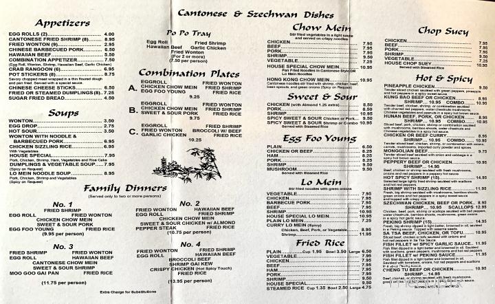 Wong's Restaurant - Clinton, OK menu_pic