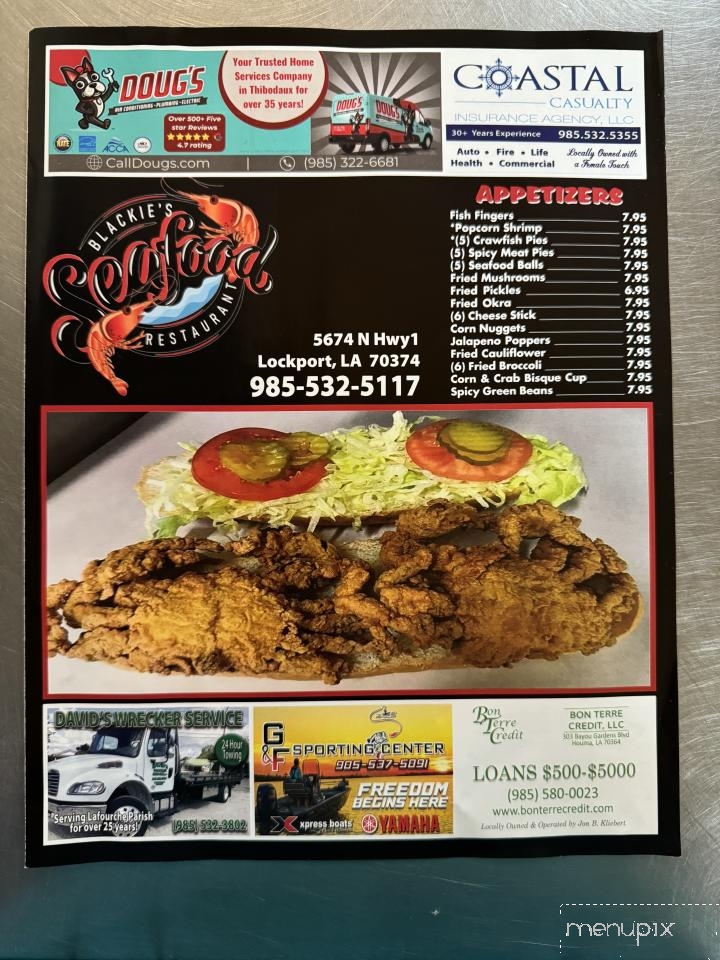 Blackie's Po-Boy Shop - Lockport, LA menu_pic