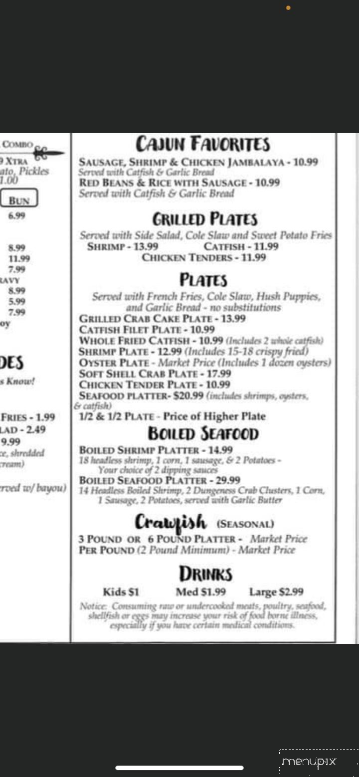 Rajun Cajun's - Columbia, MS menu_pic