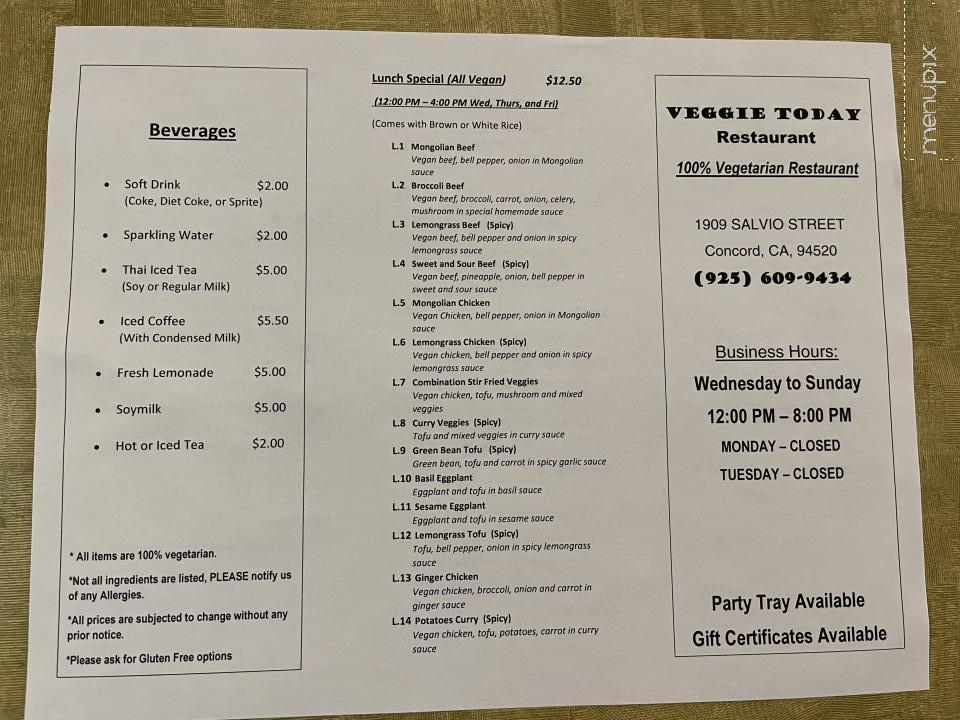 Veggie Today - Concord, CA menu_pic