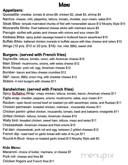 Brick House Bar & Grill - Sayreville, NJ menu_pic