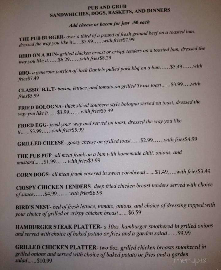 Sportsman Pub - Bristol, TN menu_pic