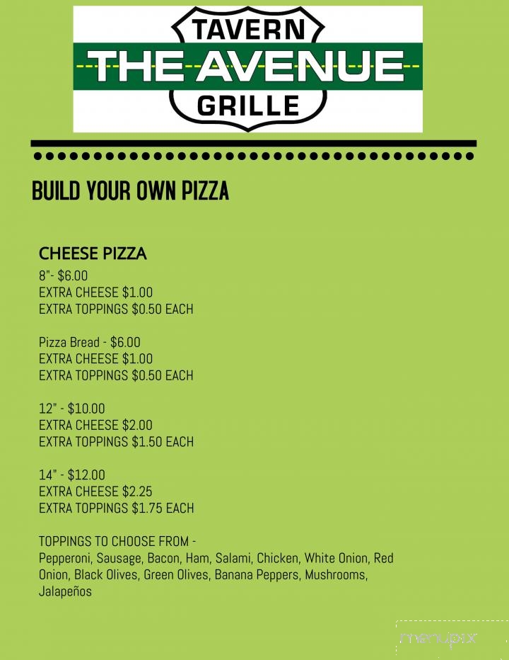 Avenue Tavern and Grille - Hamilton, OH menu_pic